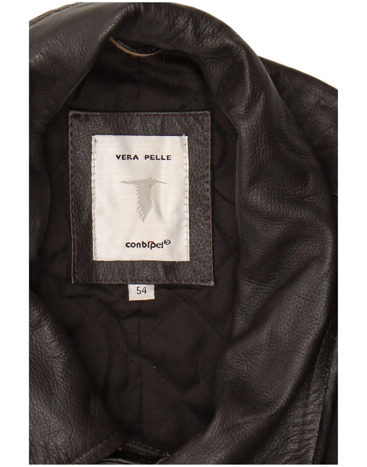 CONBIPEL Mens Leather Coat IT 54 XL Brown Leather