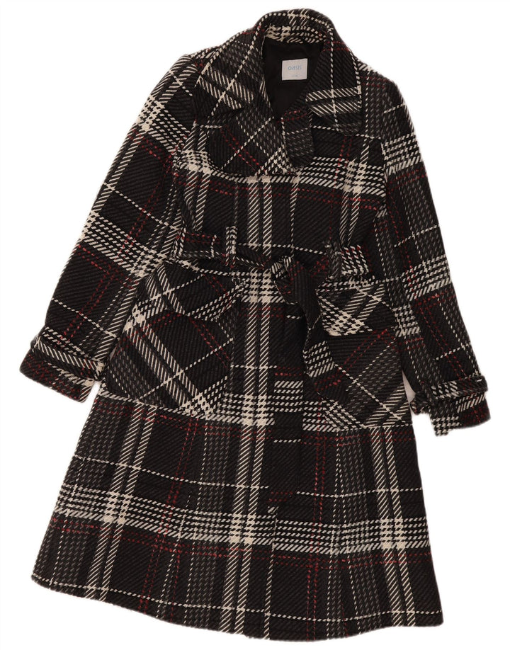 Oasis Womens Overcoat UK 8 Small Black Check Wool