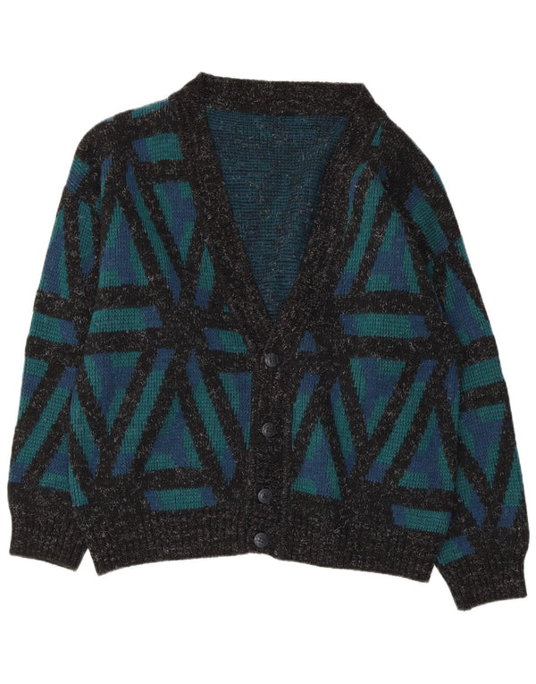 VINTAGE Womens Cardigan Sweater UK 18 XL Green Geometric