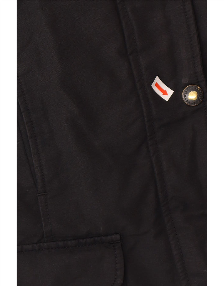 Refrigue Womens Hooded Parka Jacket UK 10 Small Black Cotton