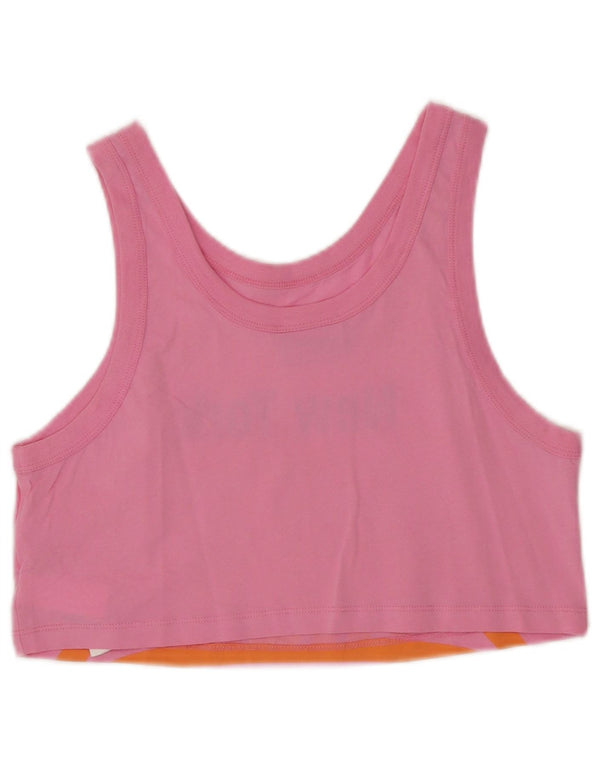 NBA Womens New York Knicks Crop Graphic Vest Top UK 10 Small Pink Cotton