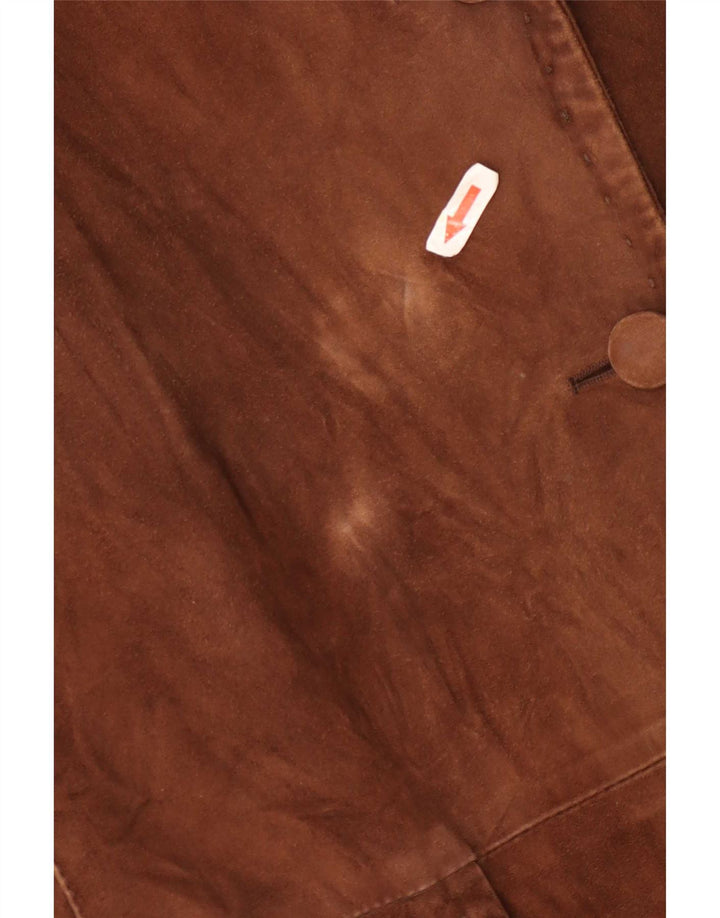 Vintage Womens Suede Jacket IT 44 Medium Beige Leather