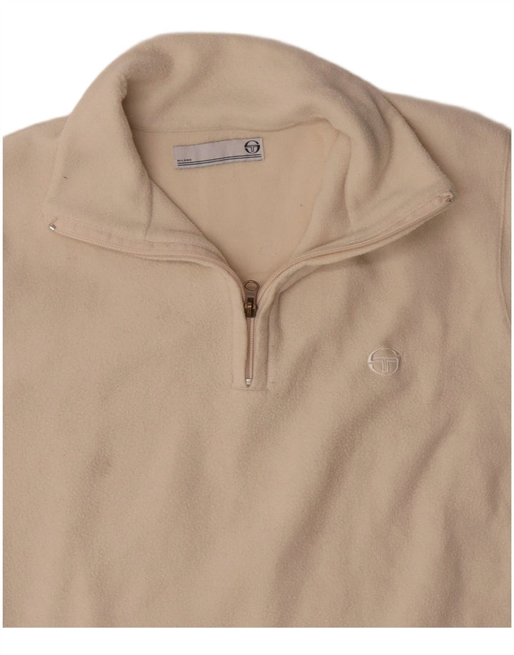 SERGIO TACCHINI Mens Zip Neck Fleece Jumper Large Beige