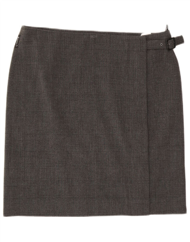 Armani Jeans Womens Wrap Skirt US 12 Large W34  Grey Check Polyester