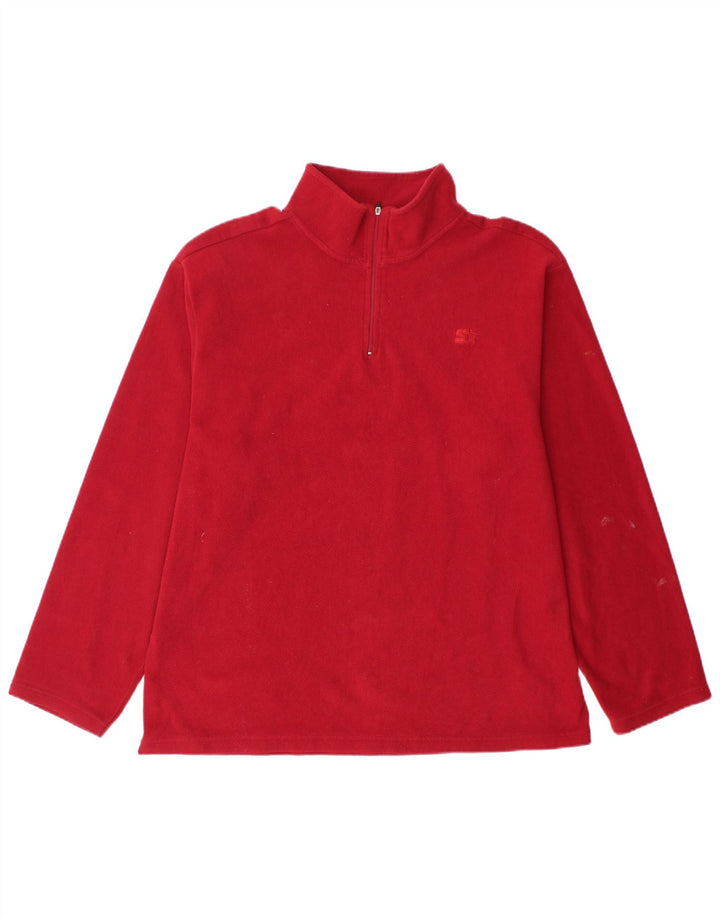 STARTER Mens Zip Neck Fleece Jumper XL Red