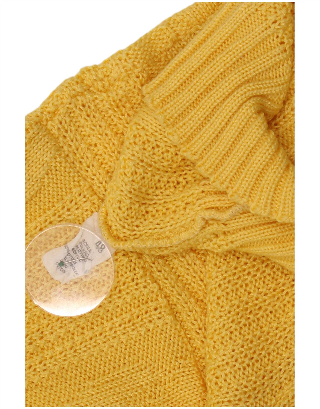 VINTAGE Womens Crew Neck Jumper Sweater IT 48 XL Yellow Acrylic