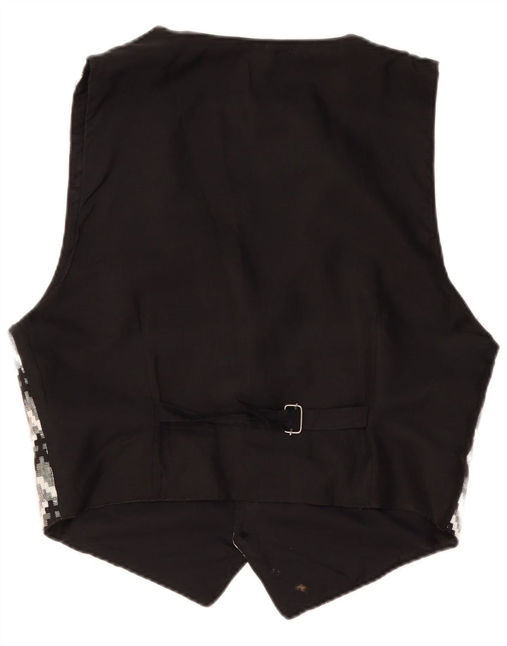 Vintage Mens Waistcoat Large Black Geometric