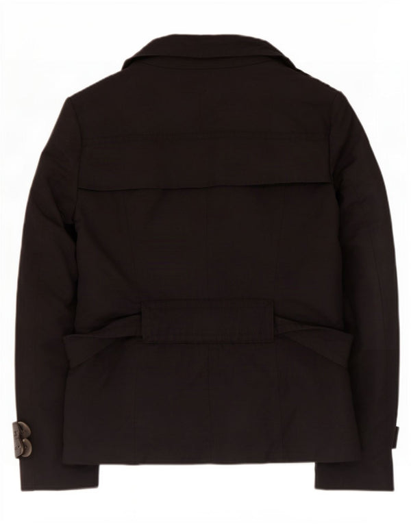 Zara Womens Pea Coat UK 12 Medium Black Cotton