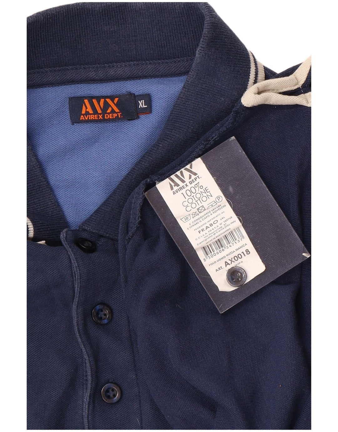 AVIREX Mens Polo Shirt XL Navy Blue Cotton