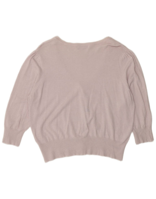 Marks & Spencer Womens 3/4 Sleeve Cardigan Sweater UK 20 2XL Pink Viscose
