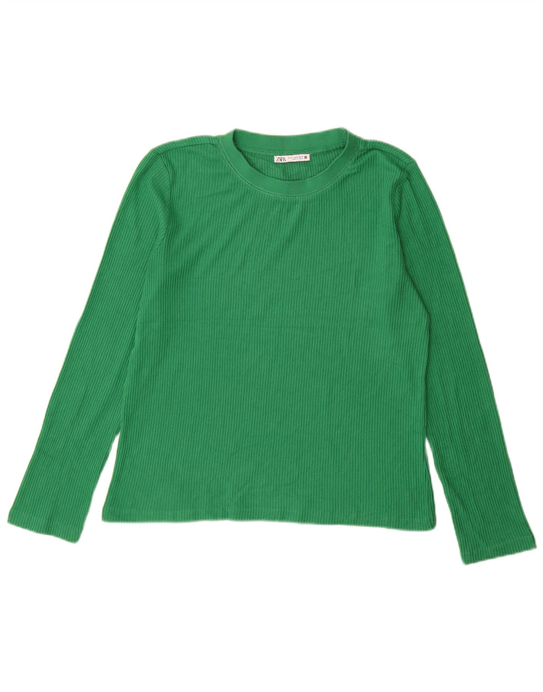 ZARA Womens Top Long Sleeve UK 14 Medium Green