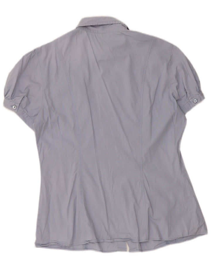 Benetton Womens Short Sleeve Shirt UK 12 Medium Blue