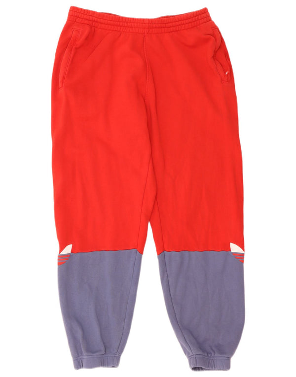 Adidas Mens Graphic Tracksuit Trousers Joggers Large Red Colourblock Cotton