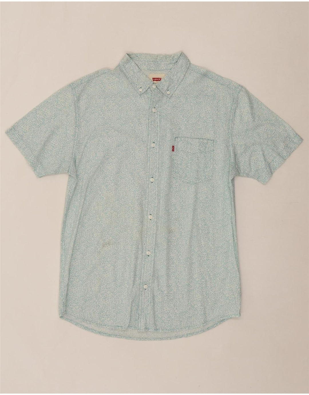 LEVI'S Mens Short Sleeve Shirt Medium Blue Floral Cotton Vintage Levi's and Second-Hand Levi's from Messina Hembry 