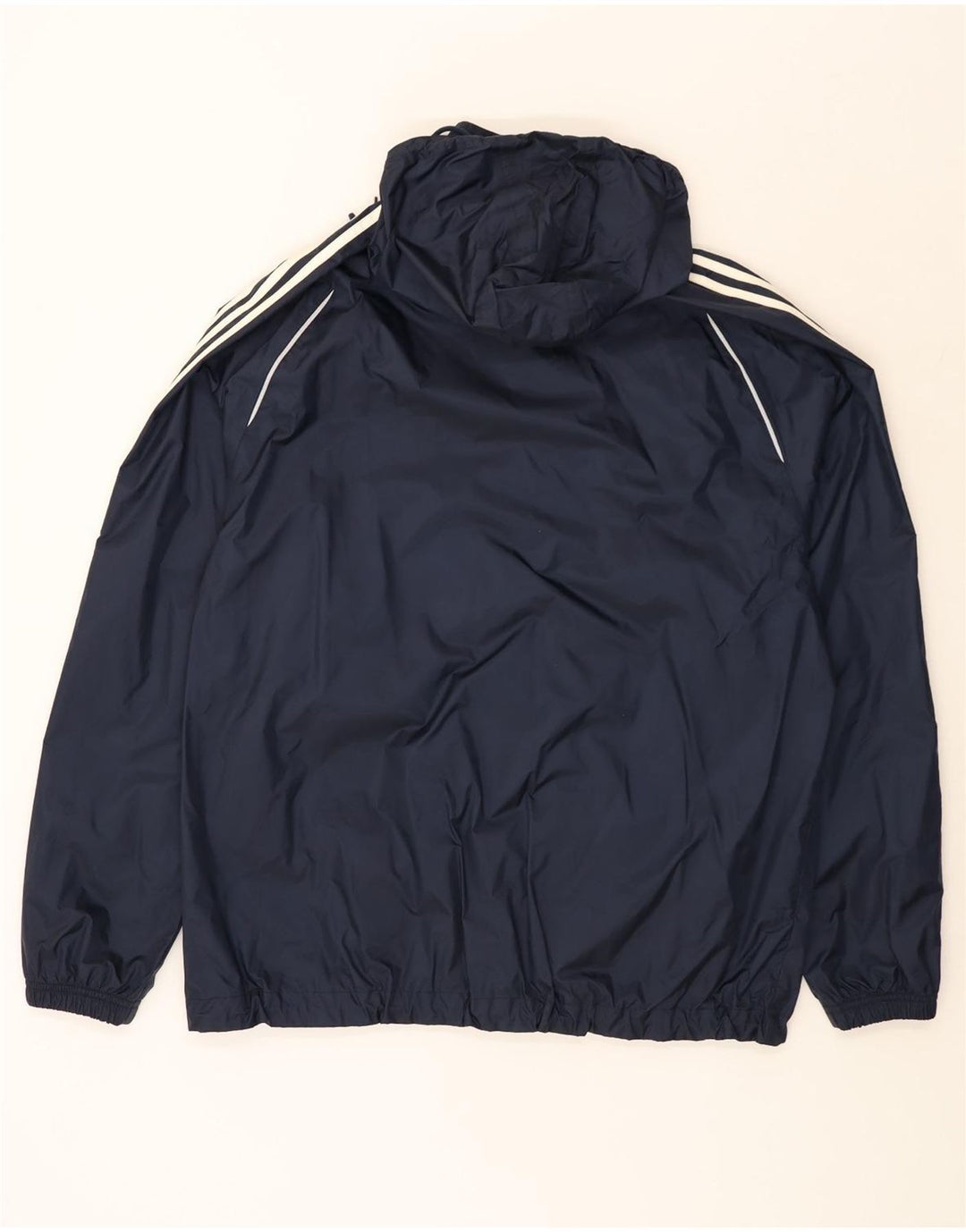 ADIDAS Mens Hooded Rain Jacket UK 40 Large Navy Blue Nylon