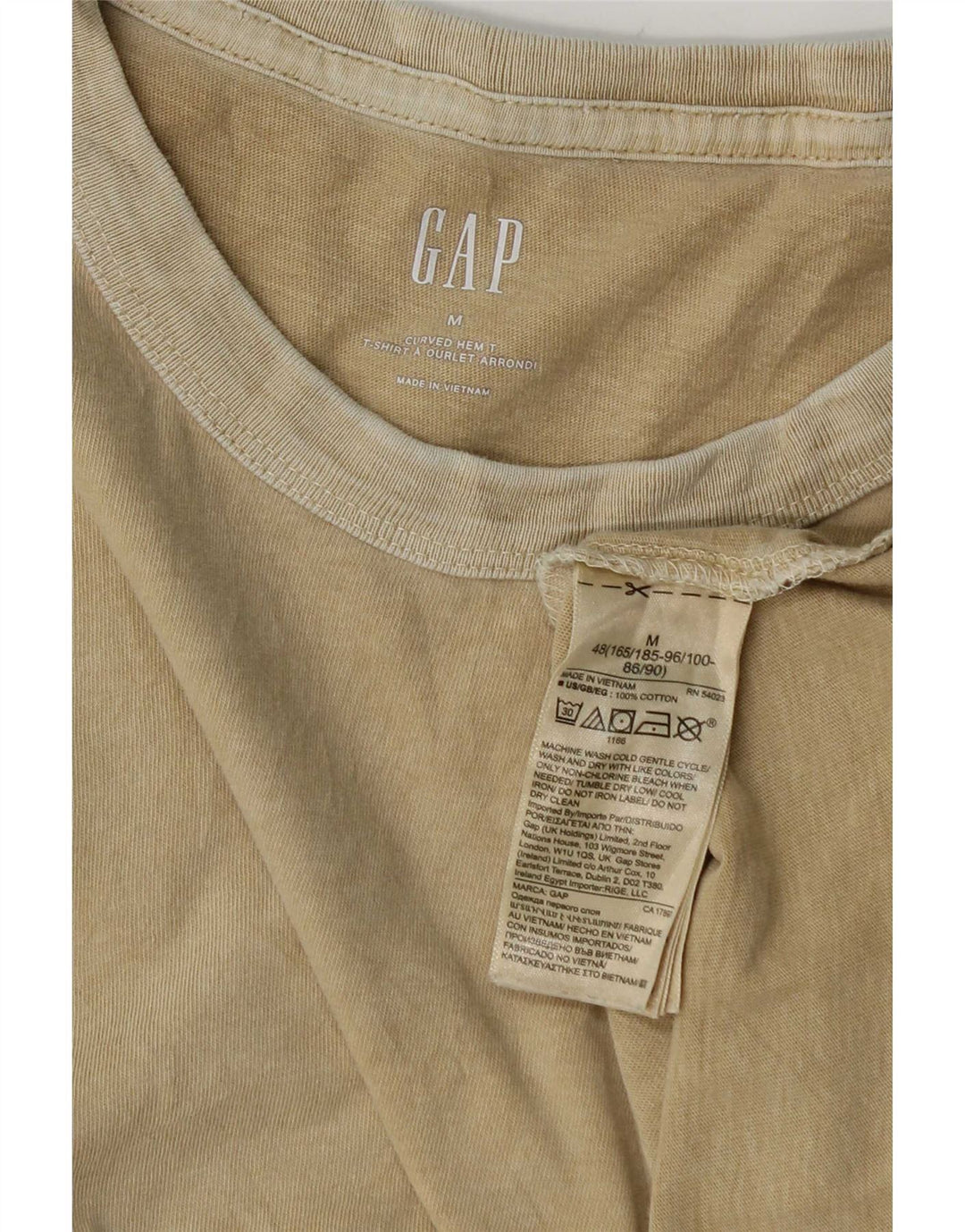 Gap Mens T-Shirt Top Medium Beige Cotton