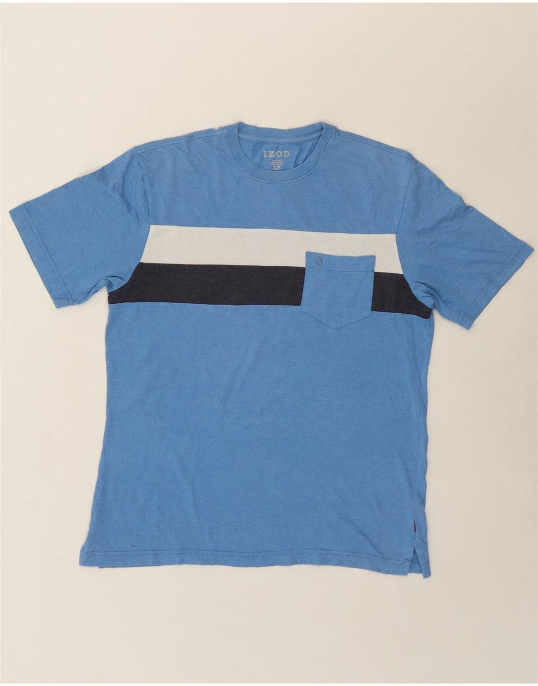 IZOD Mens T-Shirt Top Small Blue Colourblock Cotton Vintage Izod and Second-Hand Izod from Messina Hembry 