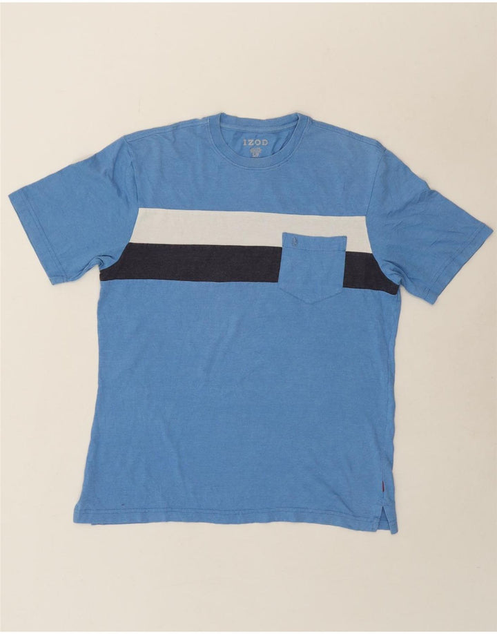 IZOD Mens T-Shirt Top Small Blue Colourblock Cotton Vintage Izod and Second-Hand Izod from Messina Hembry 