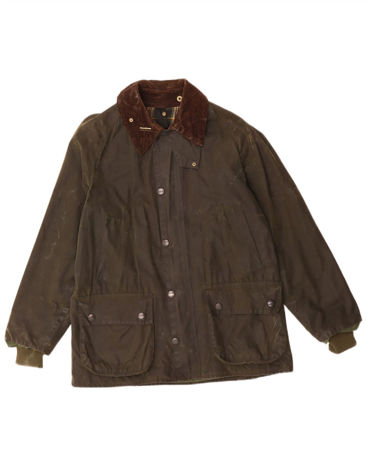 BARBOUR Mens Bedale Waxed Cotton Jacket UK 38 Medium Khaki