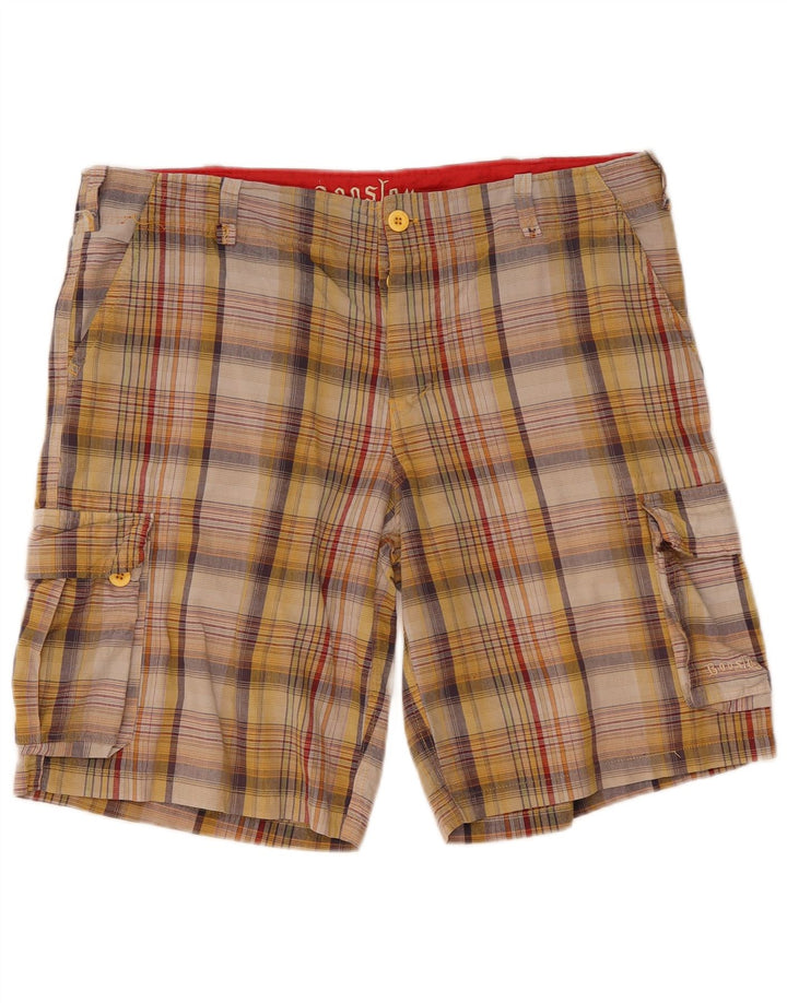 Boosley Mens Cargo Shorts W36 Large Multicoloured Check Cotton
