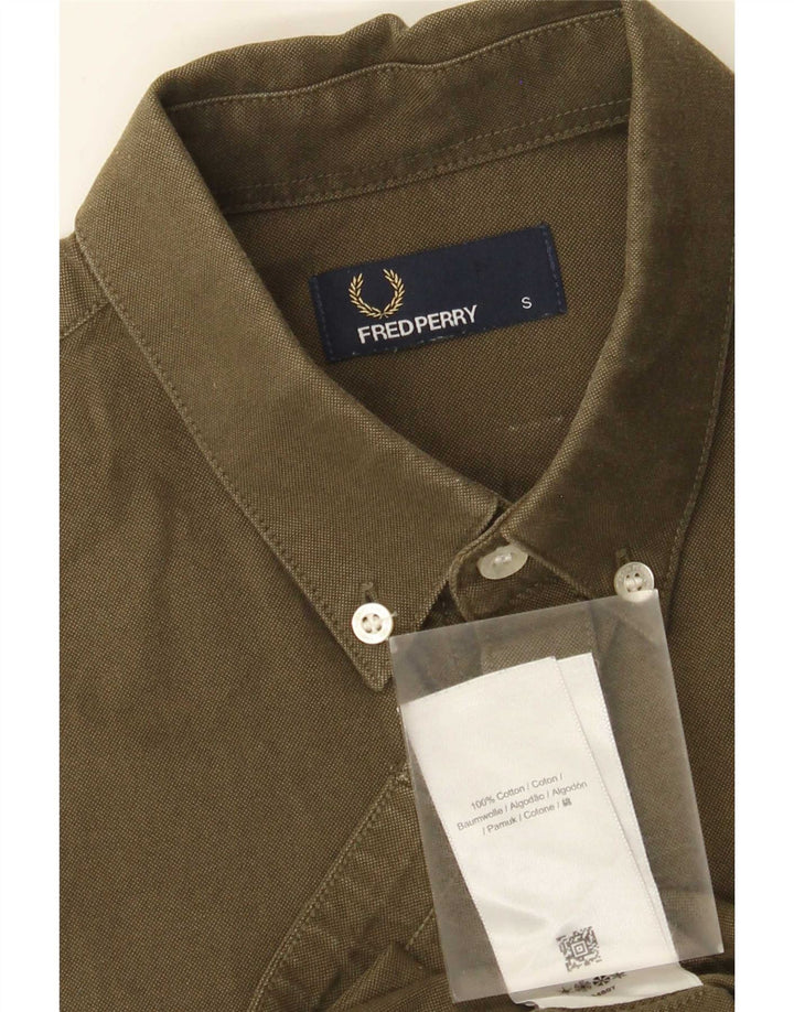 Fred Perry Mens Short Sleeve Regular Fit Shirt Small Green Cotton