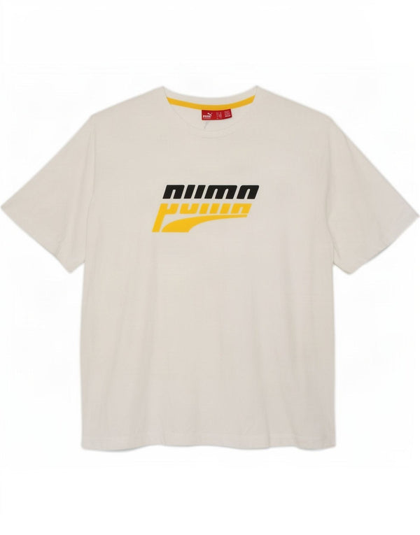 Puma Mens Graphic T-Shirt Top XL White Cotton