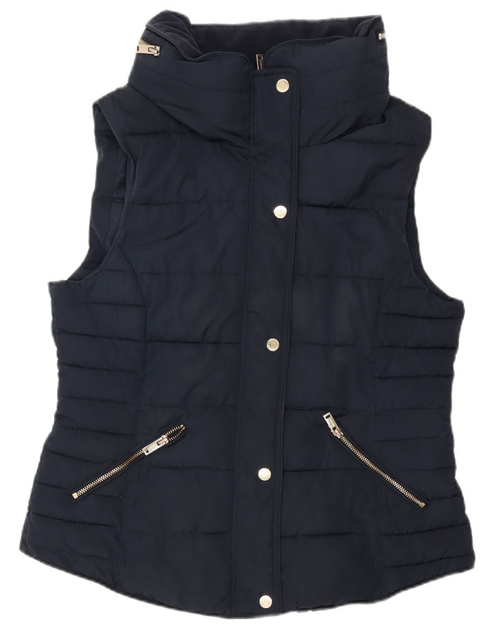 Monsoon Womens Padded Gilet UK 14 Medium Navy Blue Polyester