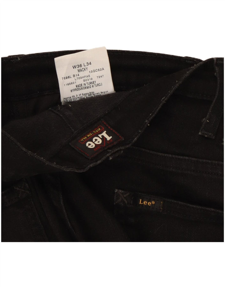 LEE Mens Macky Straight Jeans W36 L27 Black Cotton