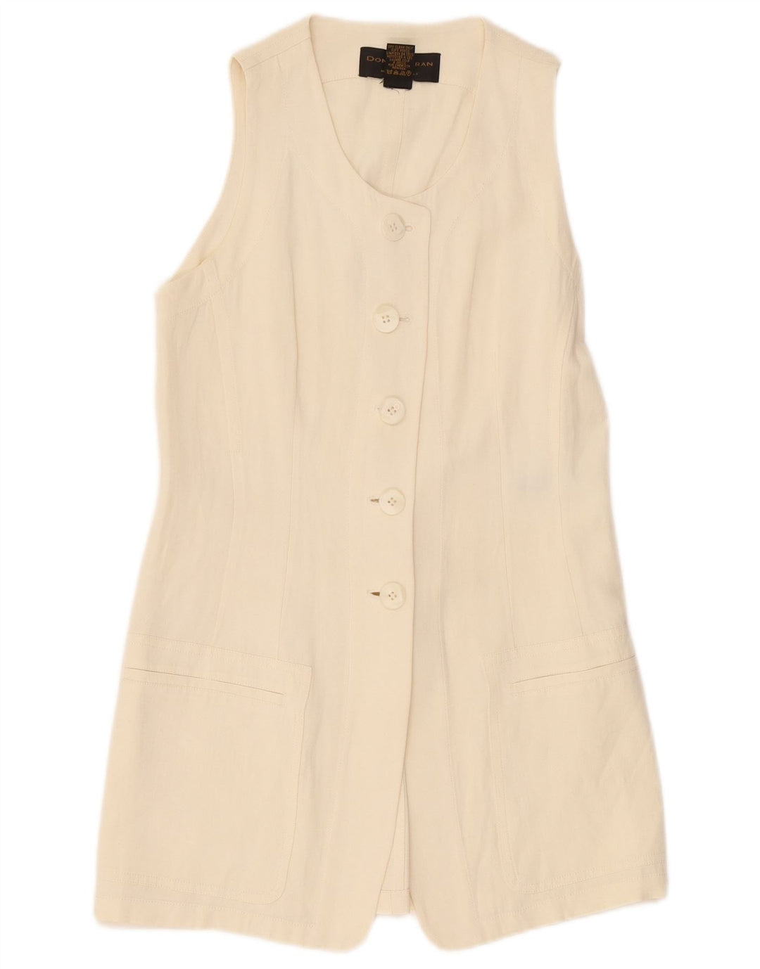 Donna Karan Womens Longline 5 Button Blazer Jacket UK 12 Medium Off White