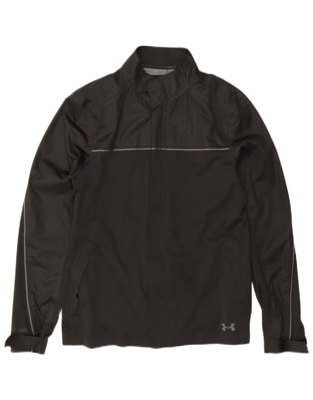 Under Armour Mens Tracksuit Top Jacket Small Black Pinstripe Polyester