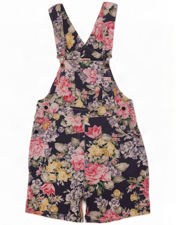 Express Womens Dungarees Shorts UK 10 Small W28 Navy Blue Floral