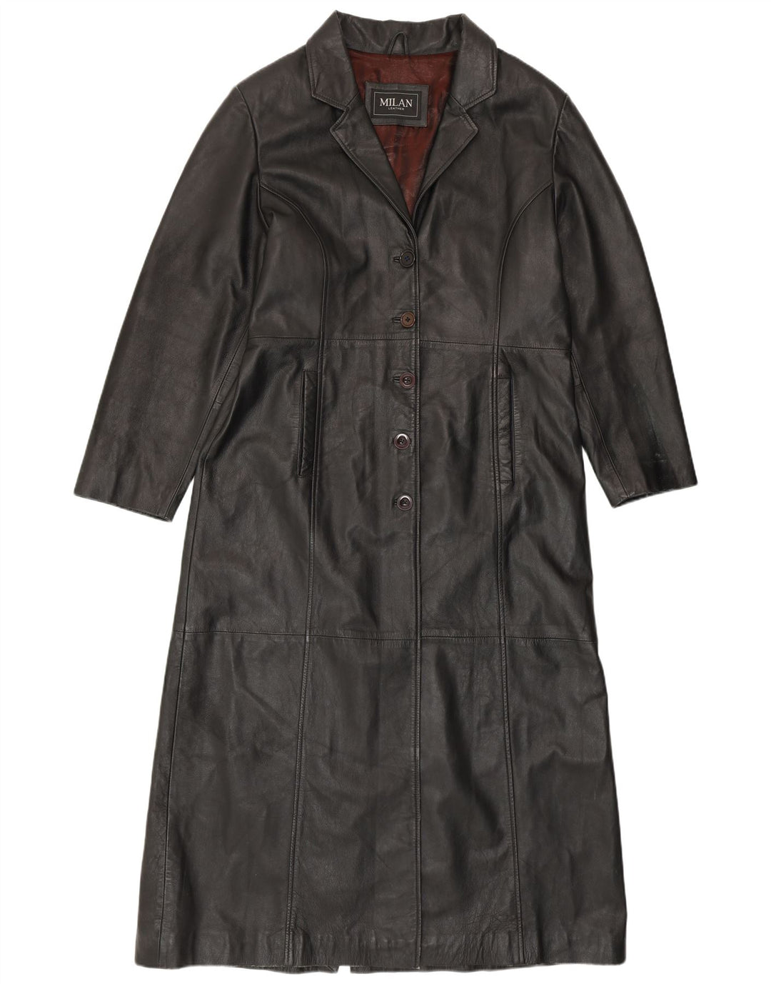 MILAN Womens Leather Coat UK 18 XL Black Leather