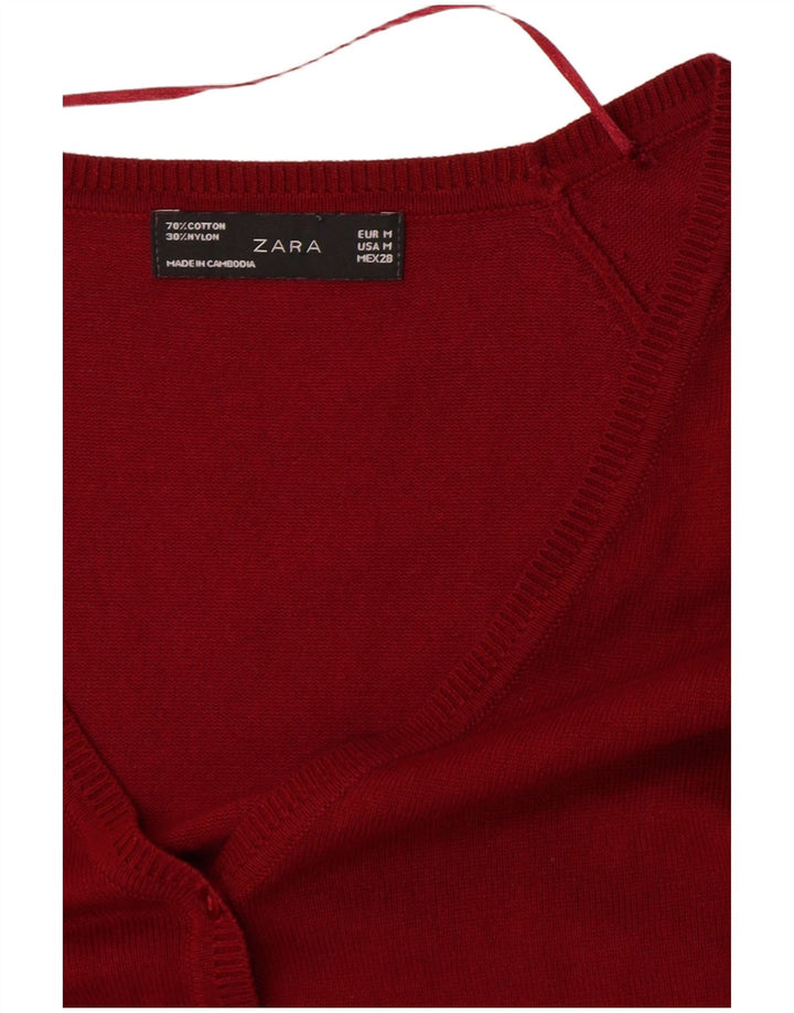 Zara Womens Cardigan Sweater Medium Red Cotton