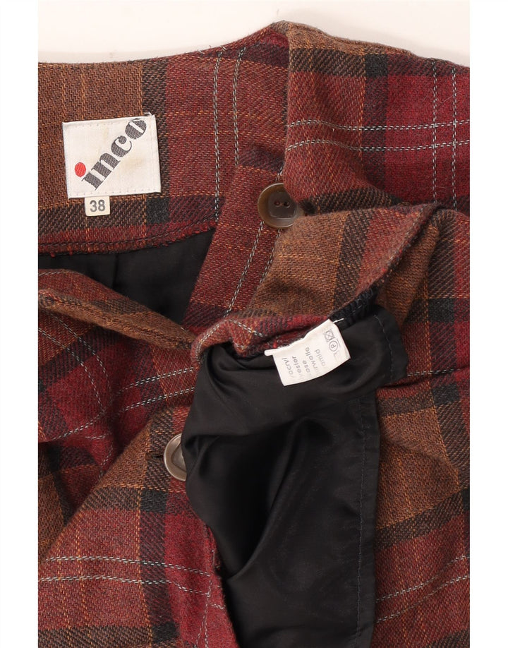 Vintage Womens Crop 4 Button Blazer Jacket EU 38 Medium Brown Check