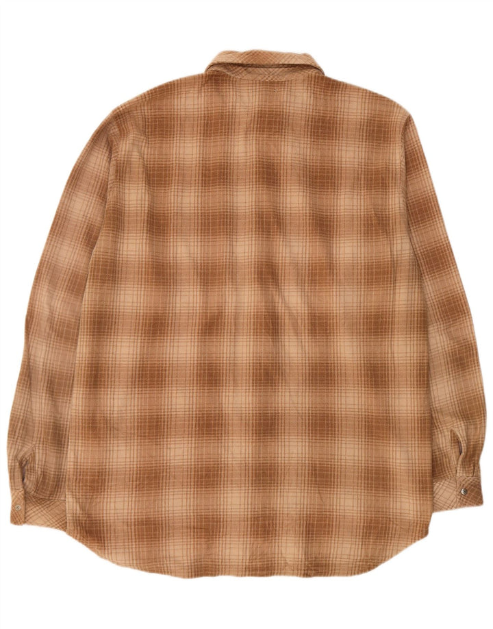 DOLOMITE Mens Flannel Shirt Large Beige Check