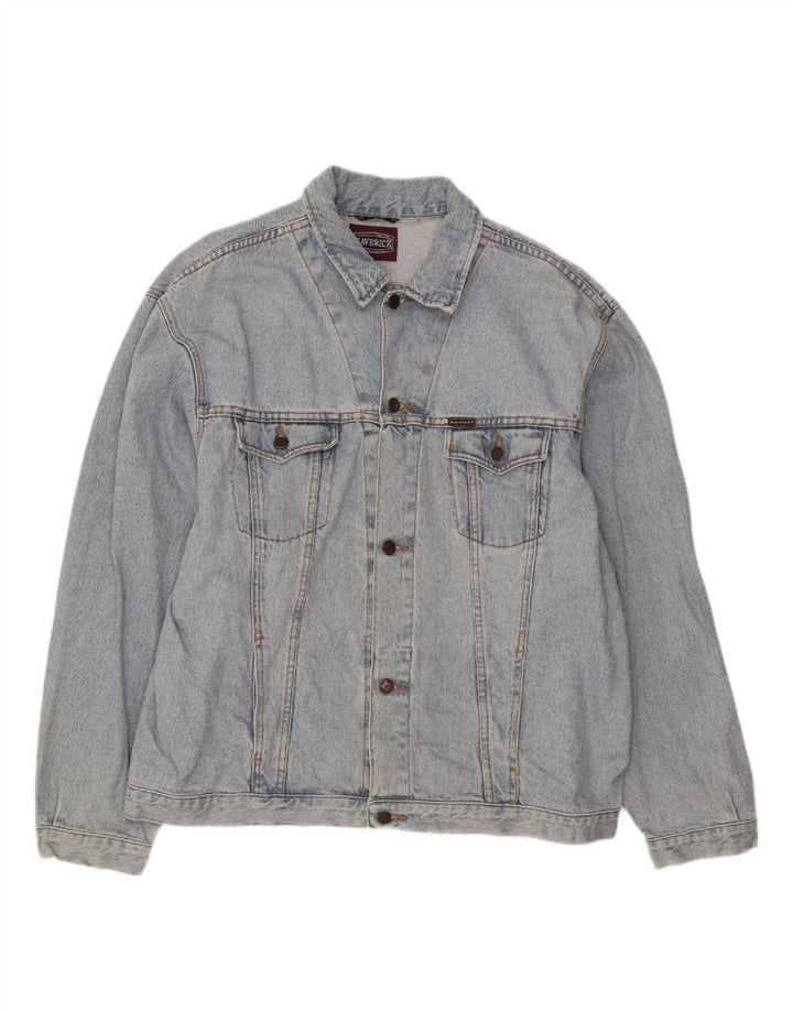 MAVERICK Mens Denim Jacket UK 44 2XL Blue Cotton