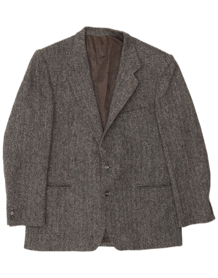 Lanificio Campore Mens 2 Button Blazer Jacket UK 40 Large Grey Herringbone