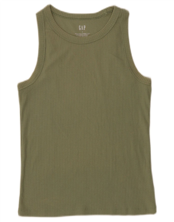 Gap Womens Vest Top UK 8 Small Khaki Cotton