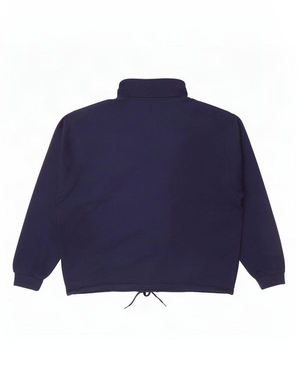 Champion Mens Graphic Zip Neck Sweatshirt Jumper 2XL Navy Blue Cotton