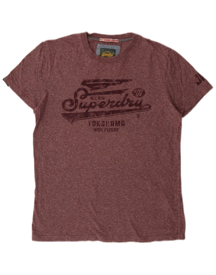 Superdry Womens Graphic T-Shirt Top Large Maroon Flecked Cotton