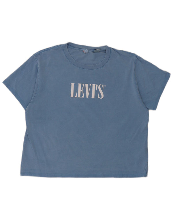Levi's Womens Graphic T-Shirt Top UK 14 Medium Blue Cotton