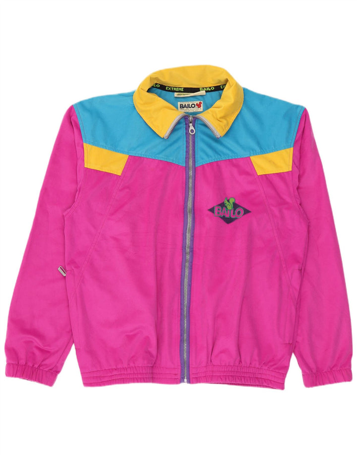 Bailo Mens Velour Tracksuit Top Jacket Medium Pink Colourblock