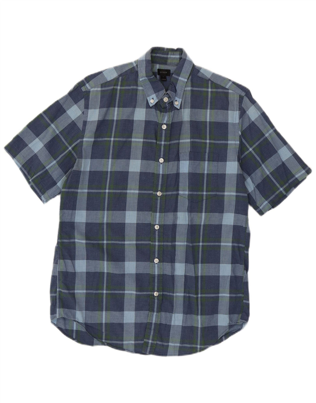 J. CREW Mens Short Sleeve Shirt Medium Navy Blue Check