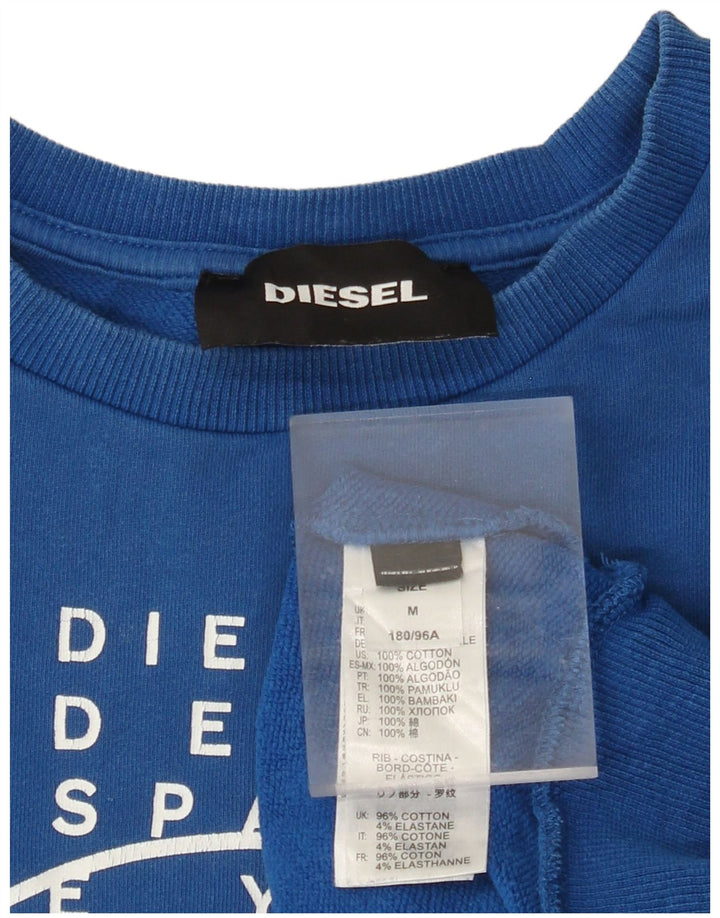 DIESEL Mens Graphic Sweatshirt Jumper Medium Blue Cotton