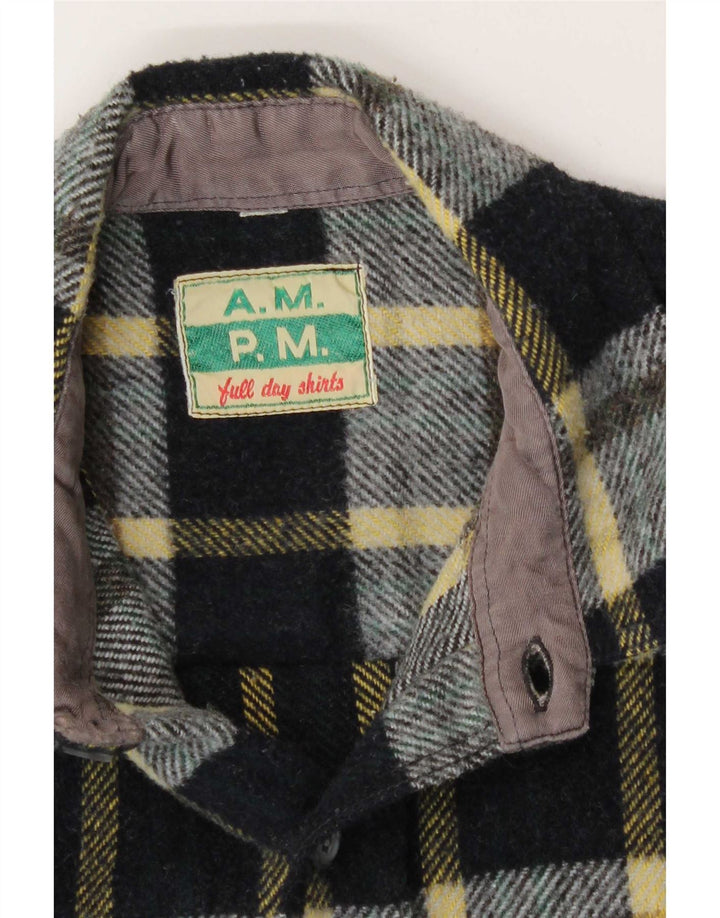 Vintage Mens Flannel Shirt Large Black Check