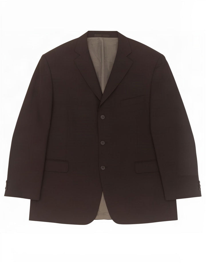 Marks & Spencer Mens 3 Button Blazer Jacket UK 48 2XL Black Polyester