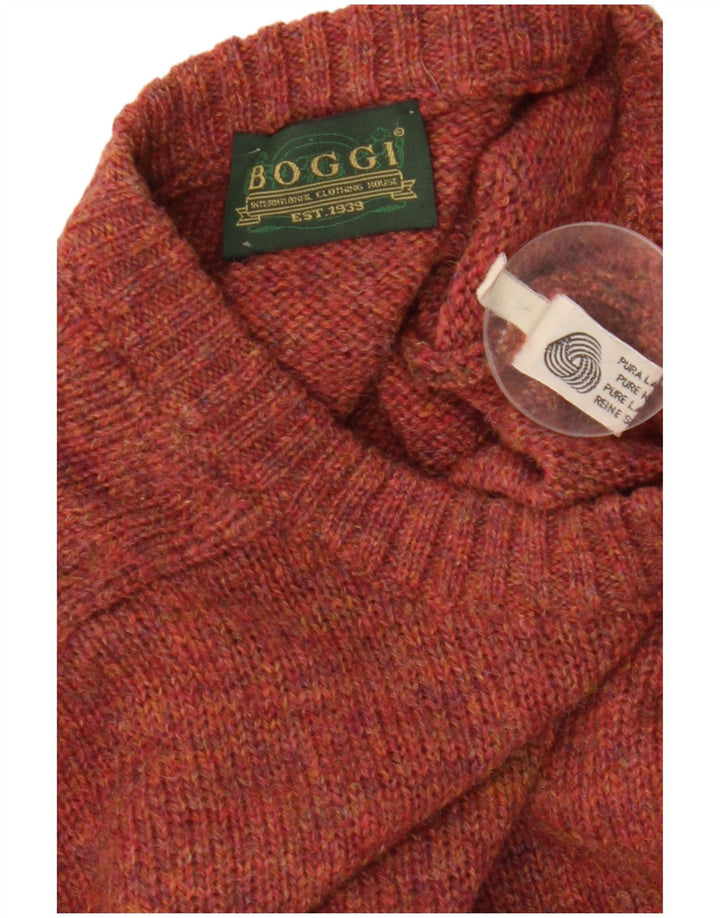 Boggi Mens Crew Neck Jumper Sweater Medium Maroon Wool