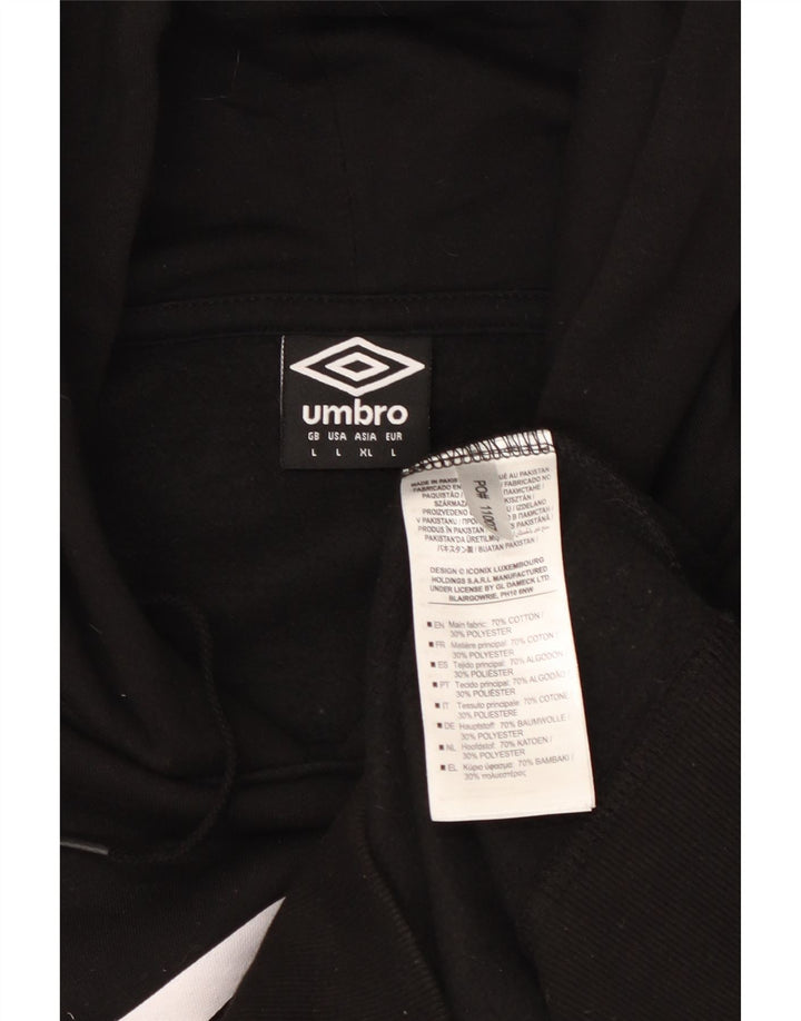 UMBRO Mens Graphic Hoodie Jumper Large Black Cotton