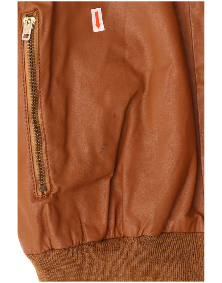 VINTAGE Mens Leather Jacket IT 50 Large Brown