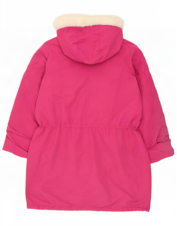 Vintage Womens Hooded Oversized Parka Jacket UK 16 Large Pink Polyester